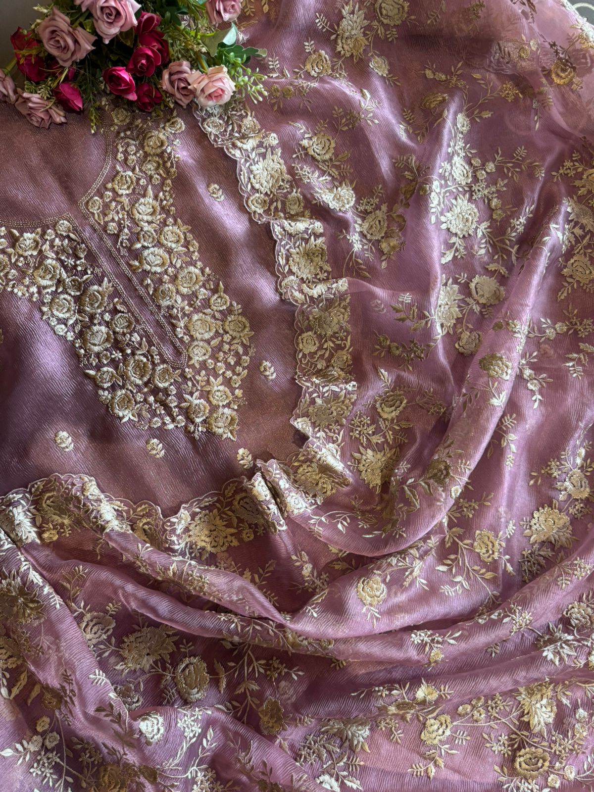 Crushed Soft Tissue Shirt Unstitched