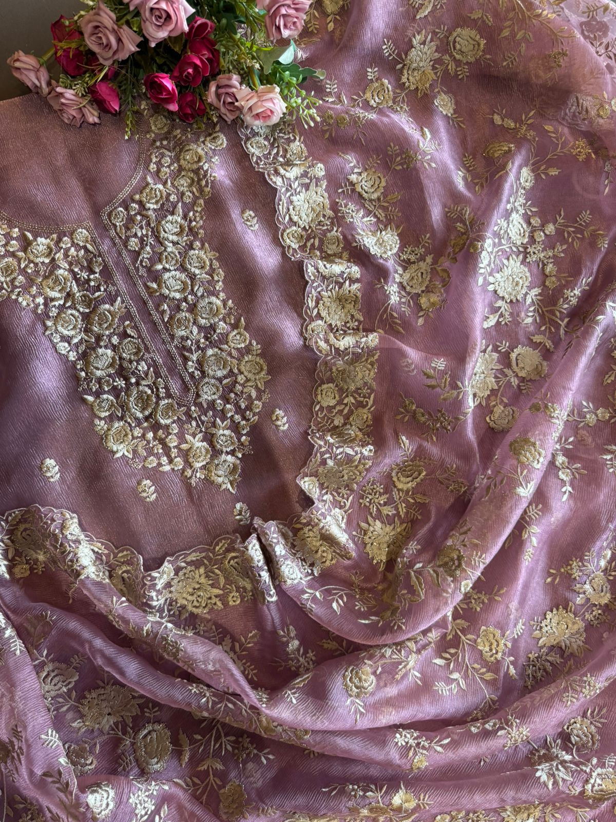 Crushed Soft Tissue Shirt Unstitched