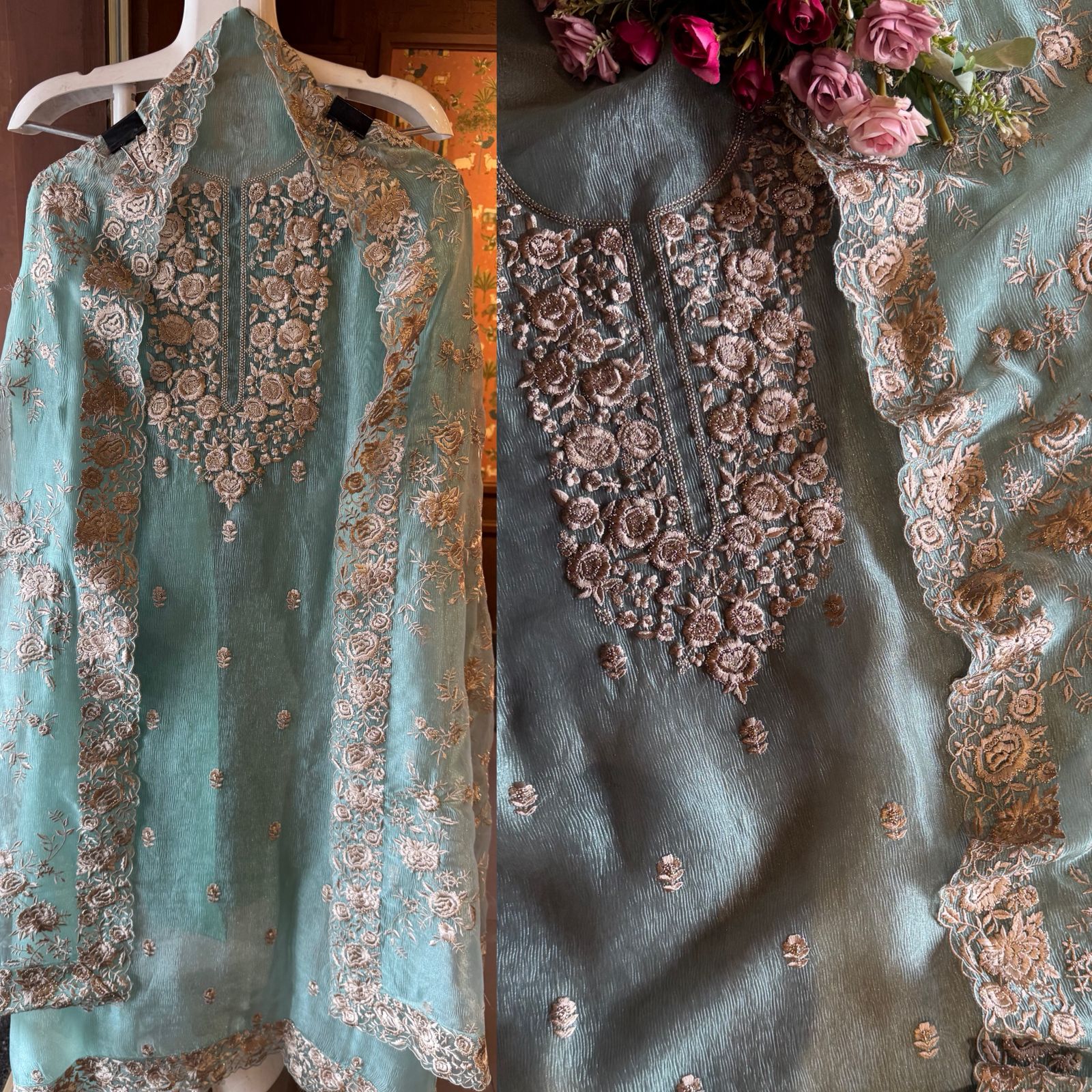 Crushed Soft Tissue Shirt Unstitched