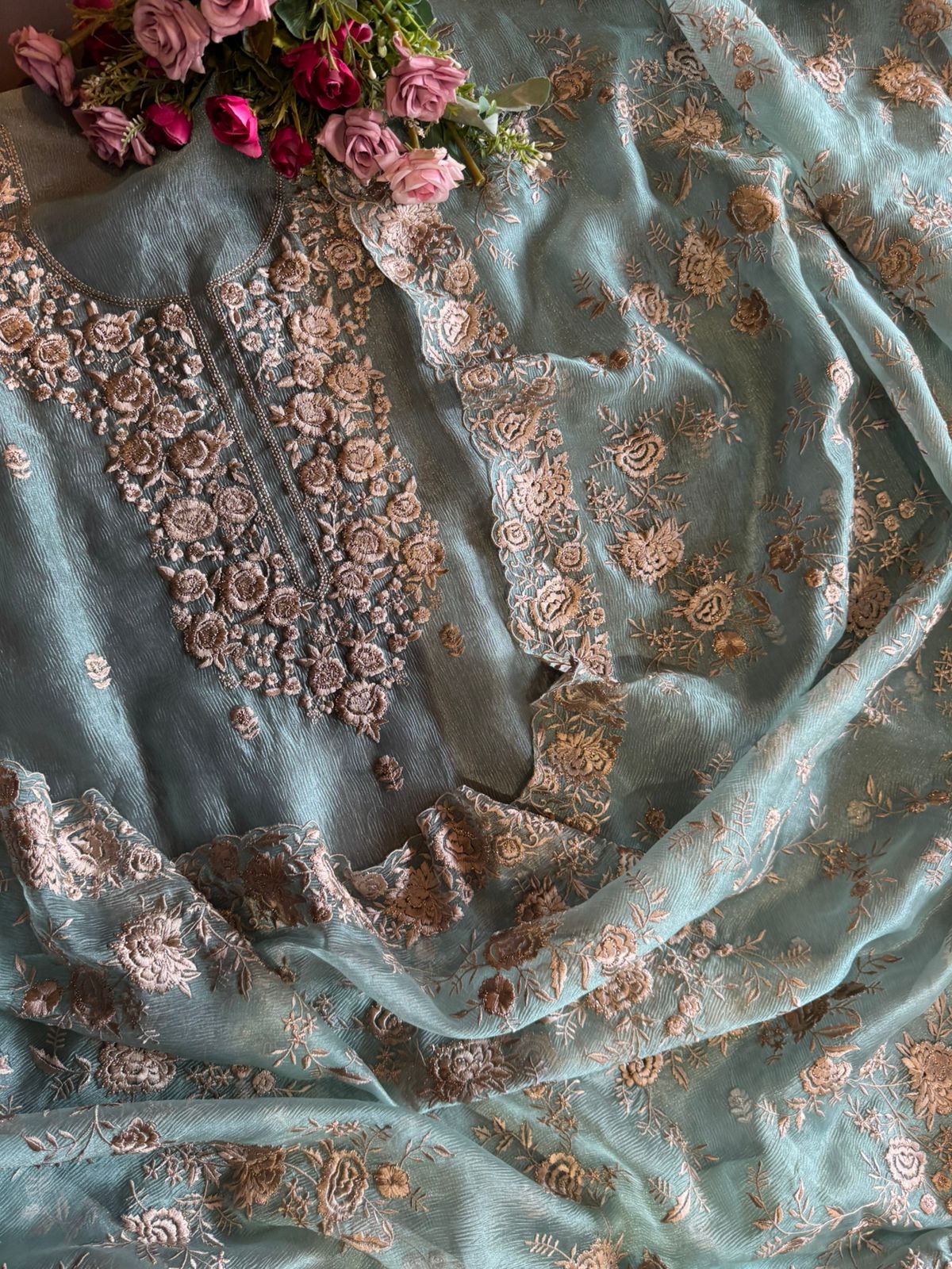 Crushed Soft Tissue Shirt Unstitched