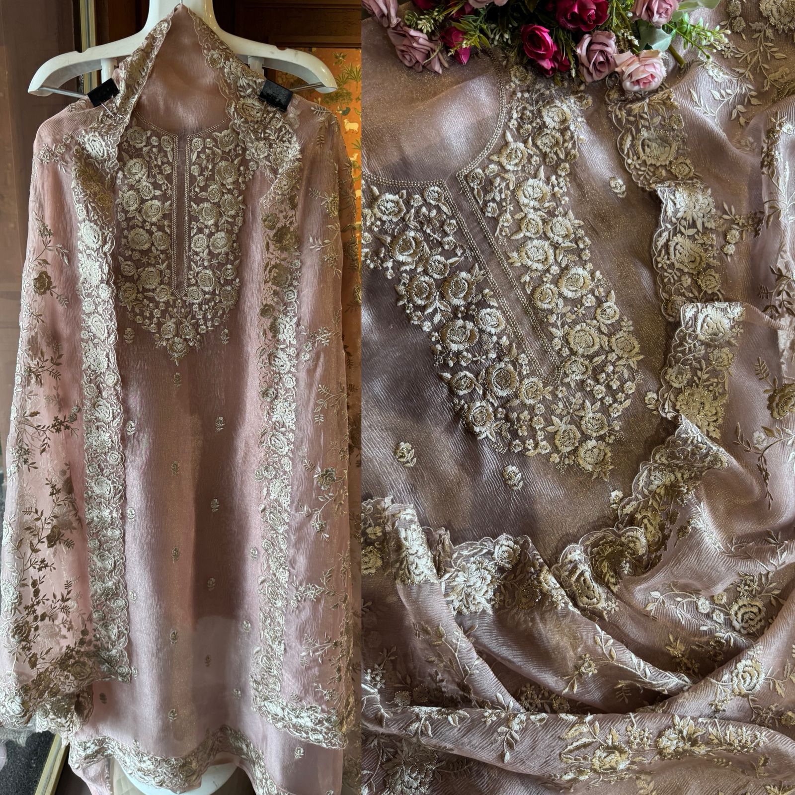 Crushed Soft Tissue Shirt Unstitched