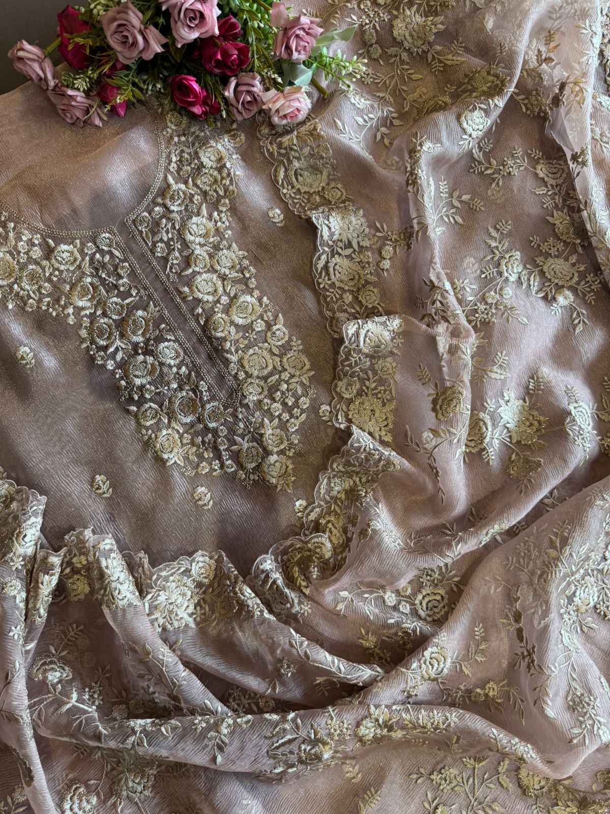 Crushed Soft Tissue Shirt Unstitched