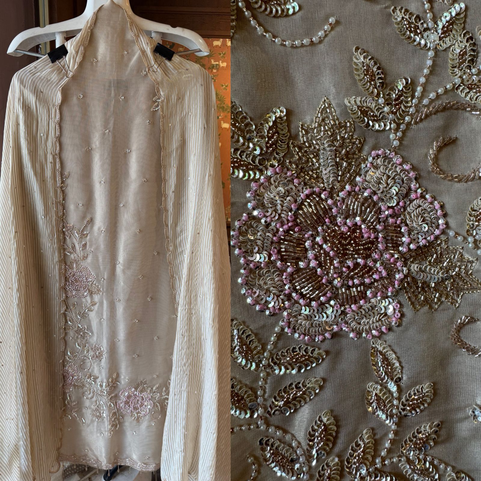 Soft ivory cream base on Shimmer tissue