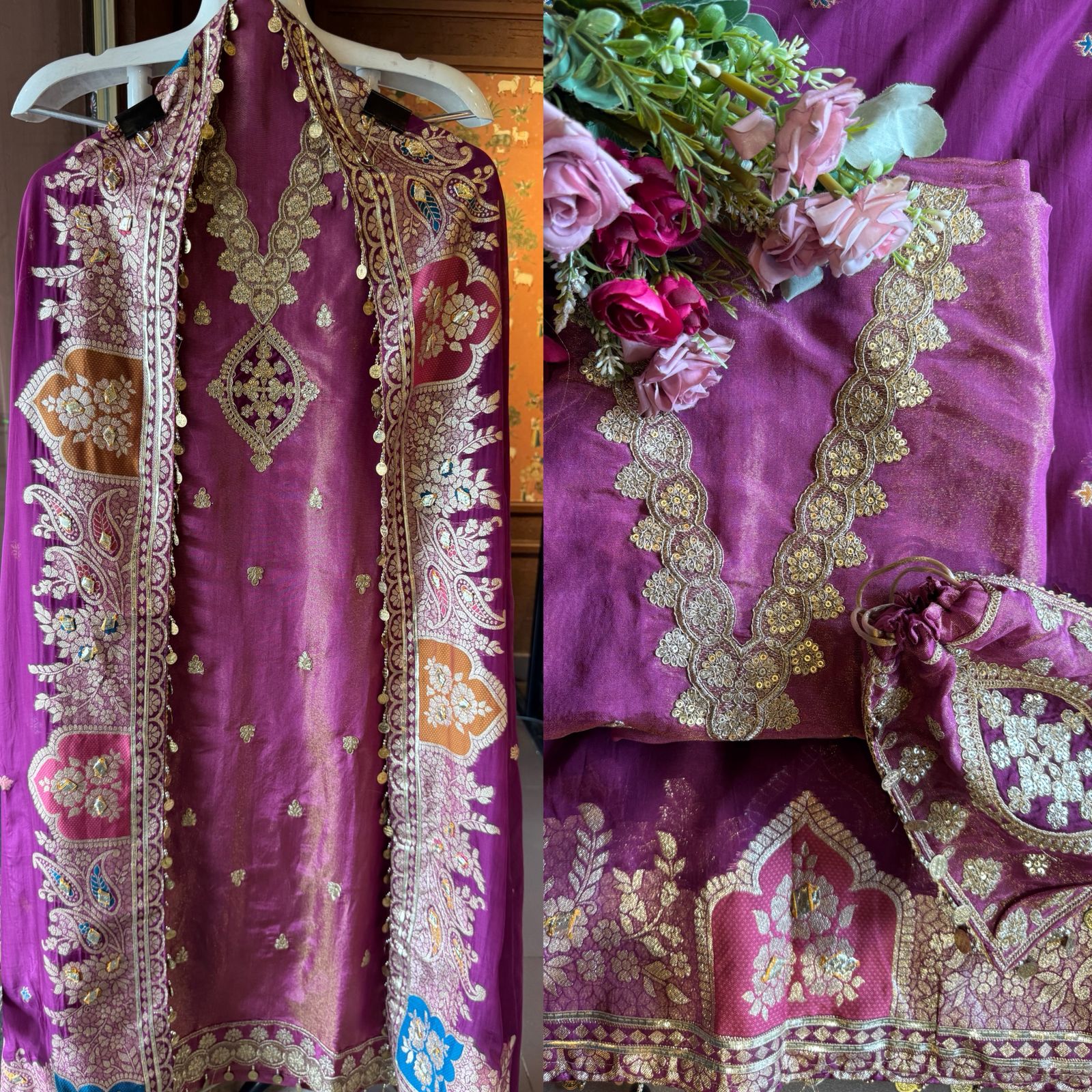 Pure 100% soft  tissue Unstitched shirt