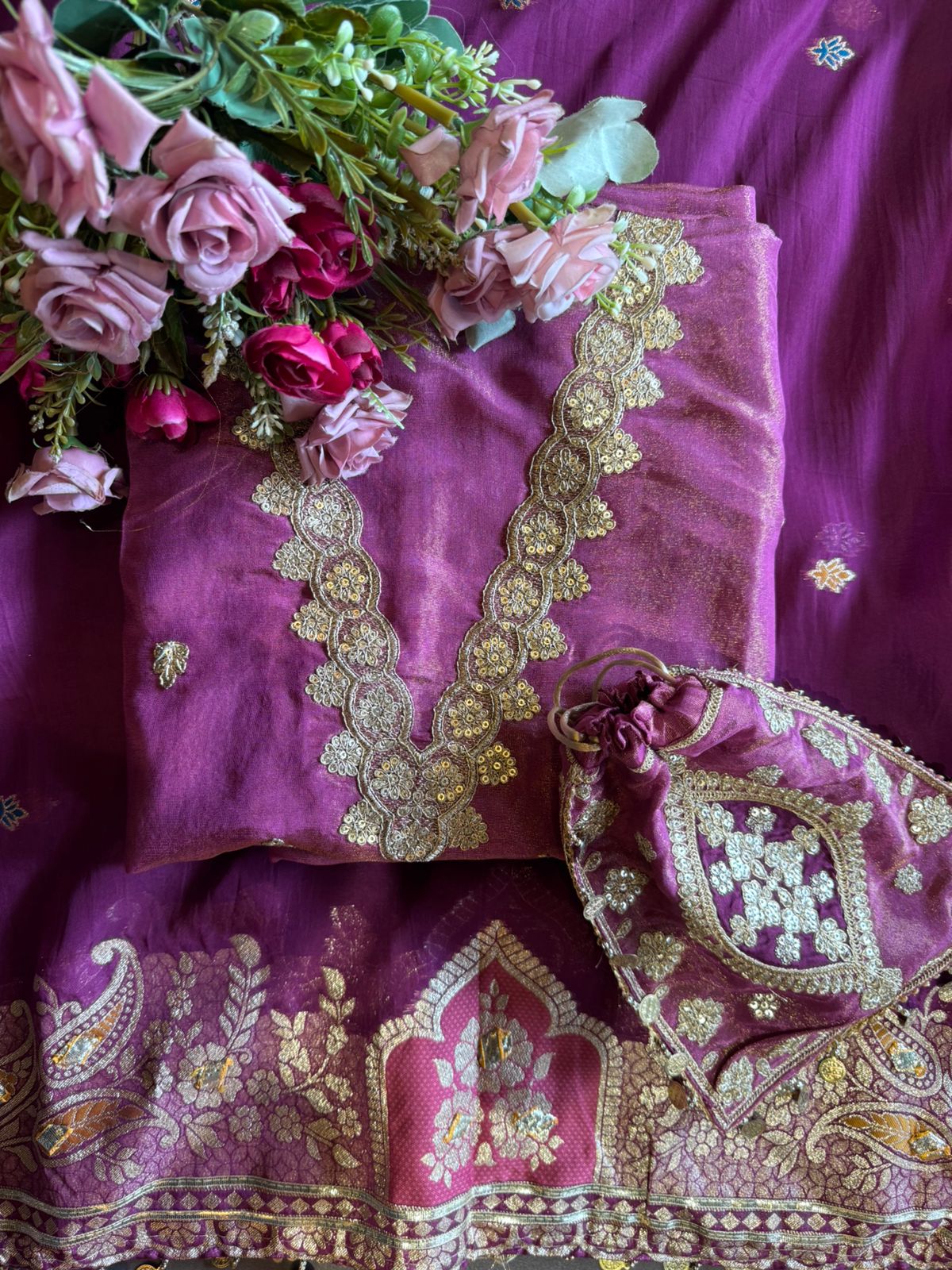 Pure 100% soft  tissue Unstitched shirt