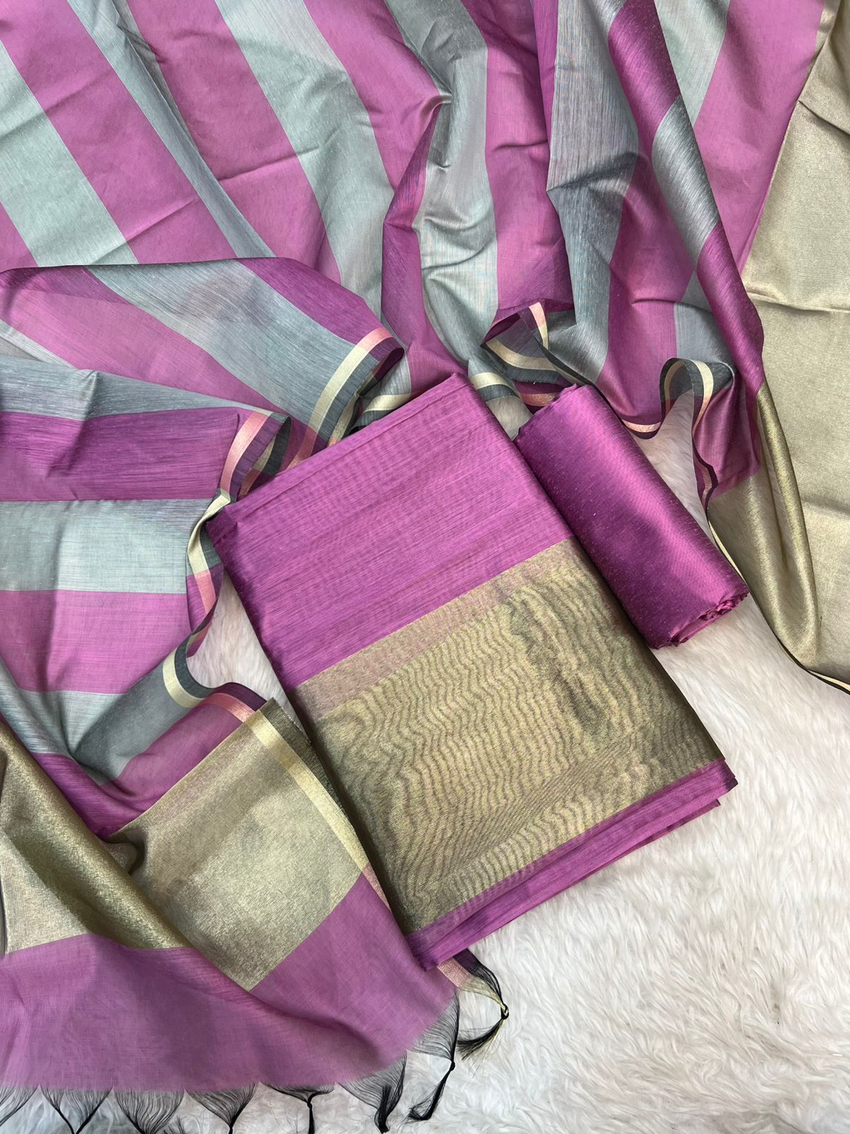 BANARASI COTTON WITH TISSUE BORDER SUITS COLLECTION