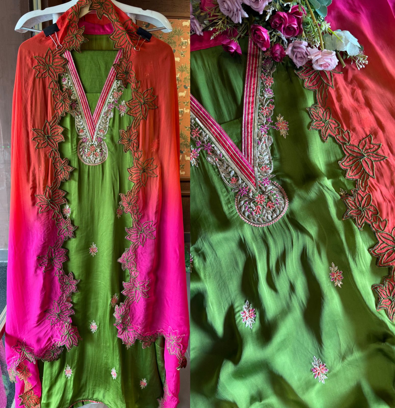 Pure soft satin silk unstitched full size shirt