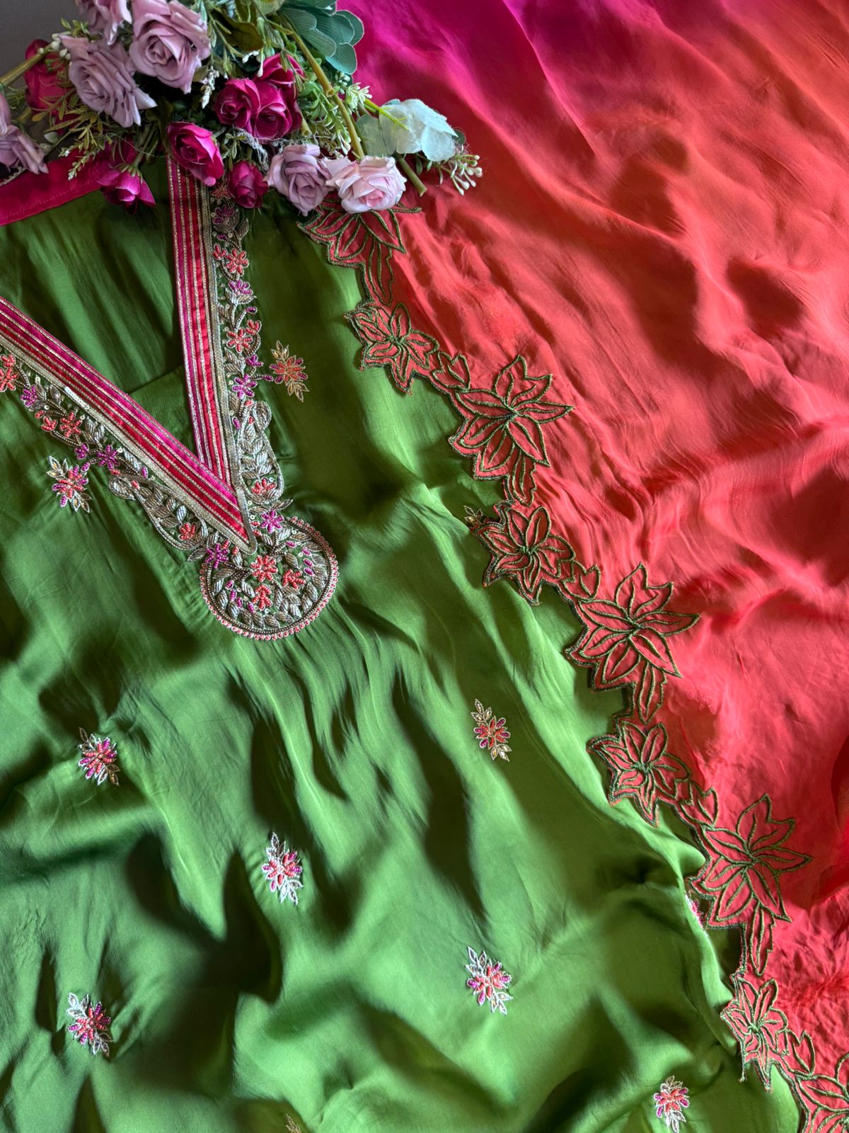 Pure soft satin silk unstitched full size shirt