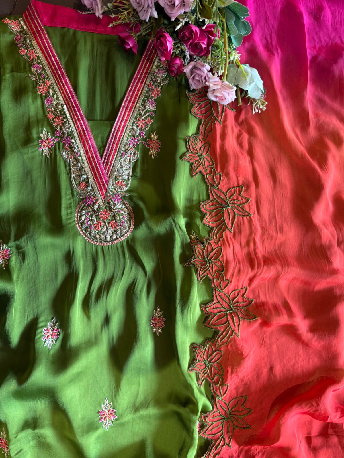 Pure soft satin silk unstitched full size shirt