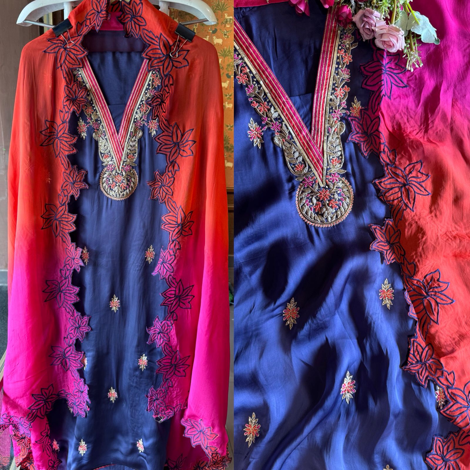 Pure soft satin silk unstitched full size shirt