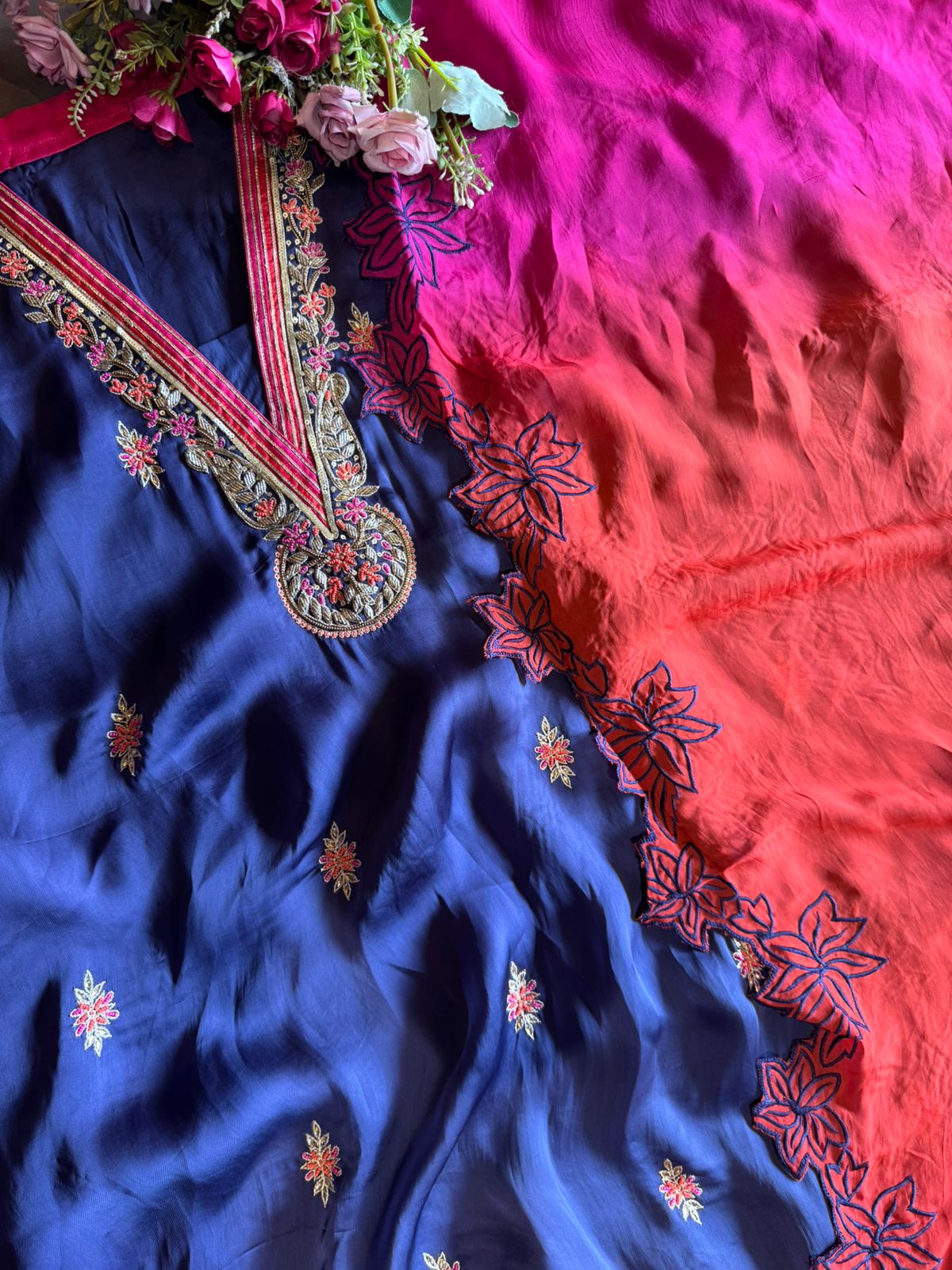 Pure soft satin silk unstitched full size shirt