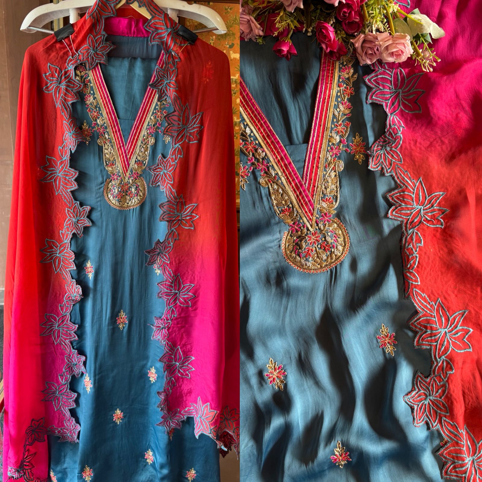 Pure soft satin silk unstitched full size shirt