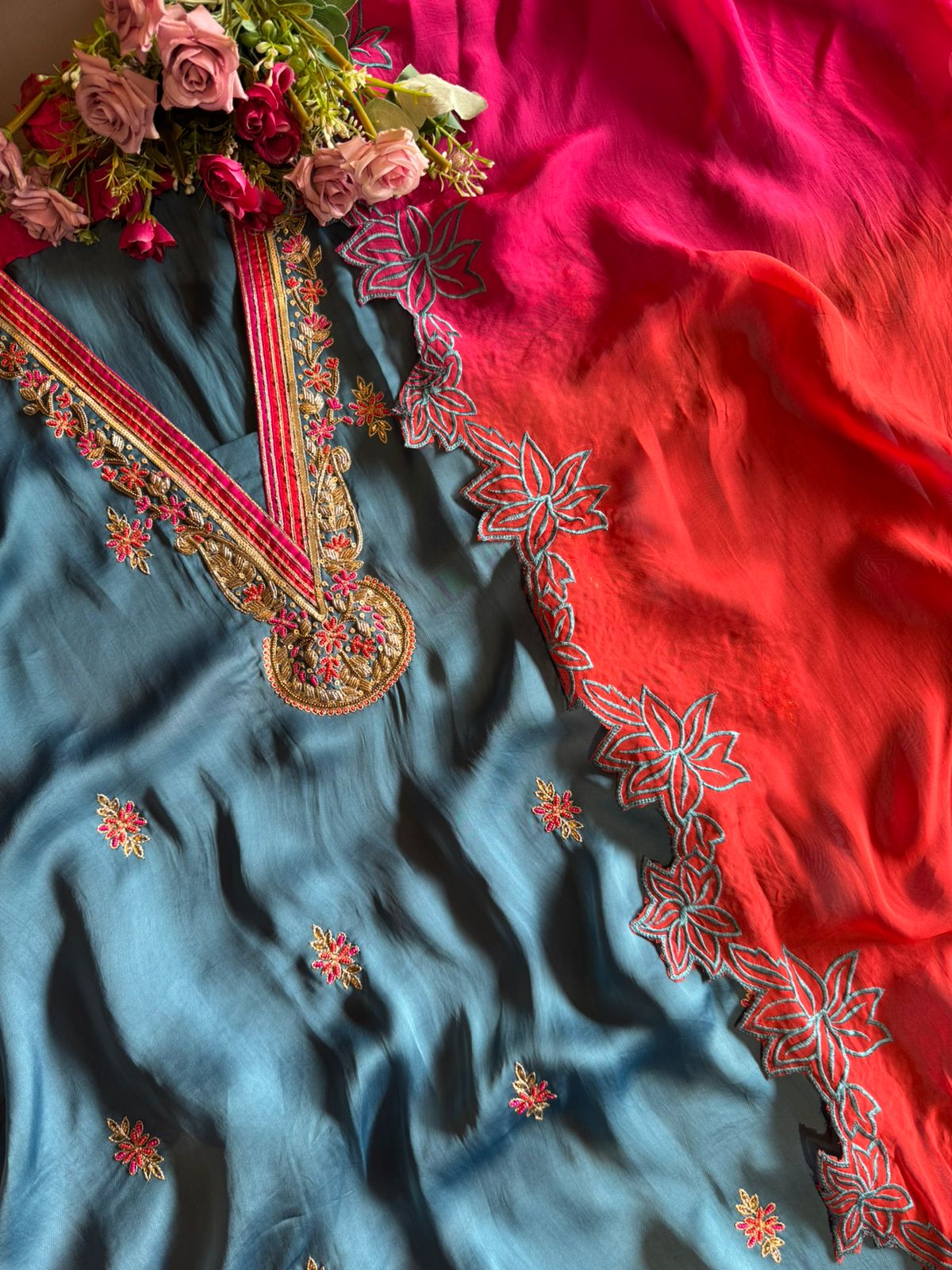 Pure soft satin silk unstitched full size shirt