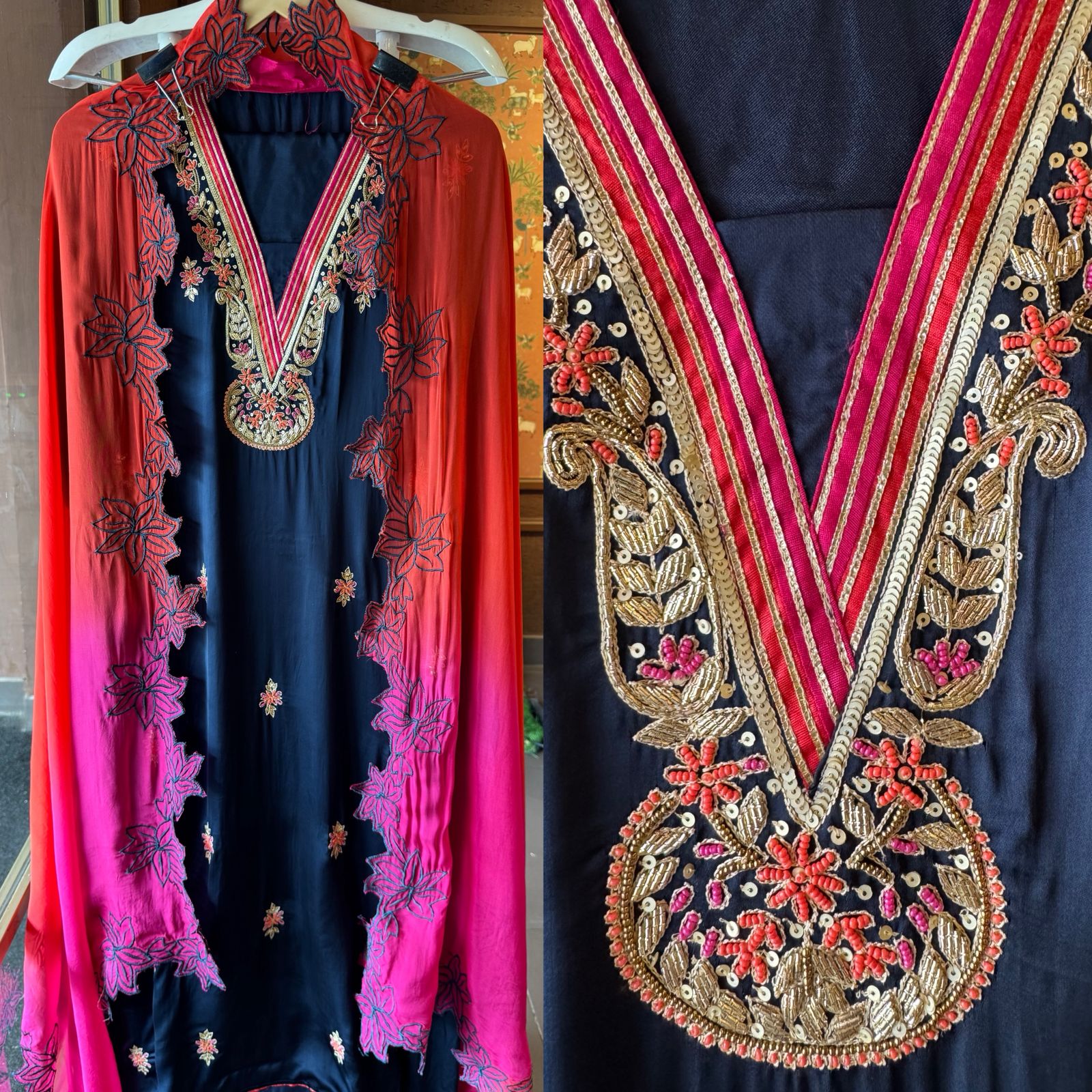 Pure soft satin silk unstitched full size shirt