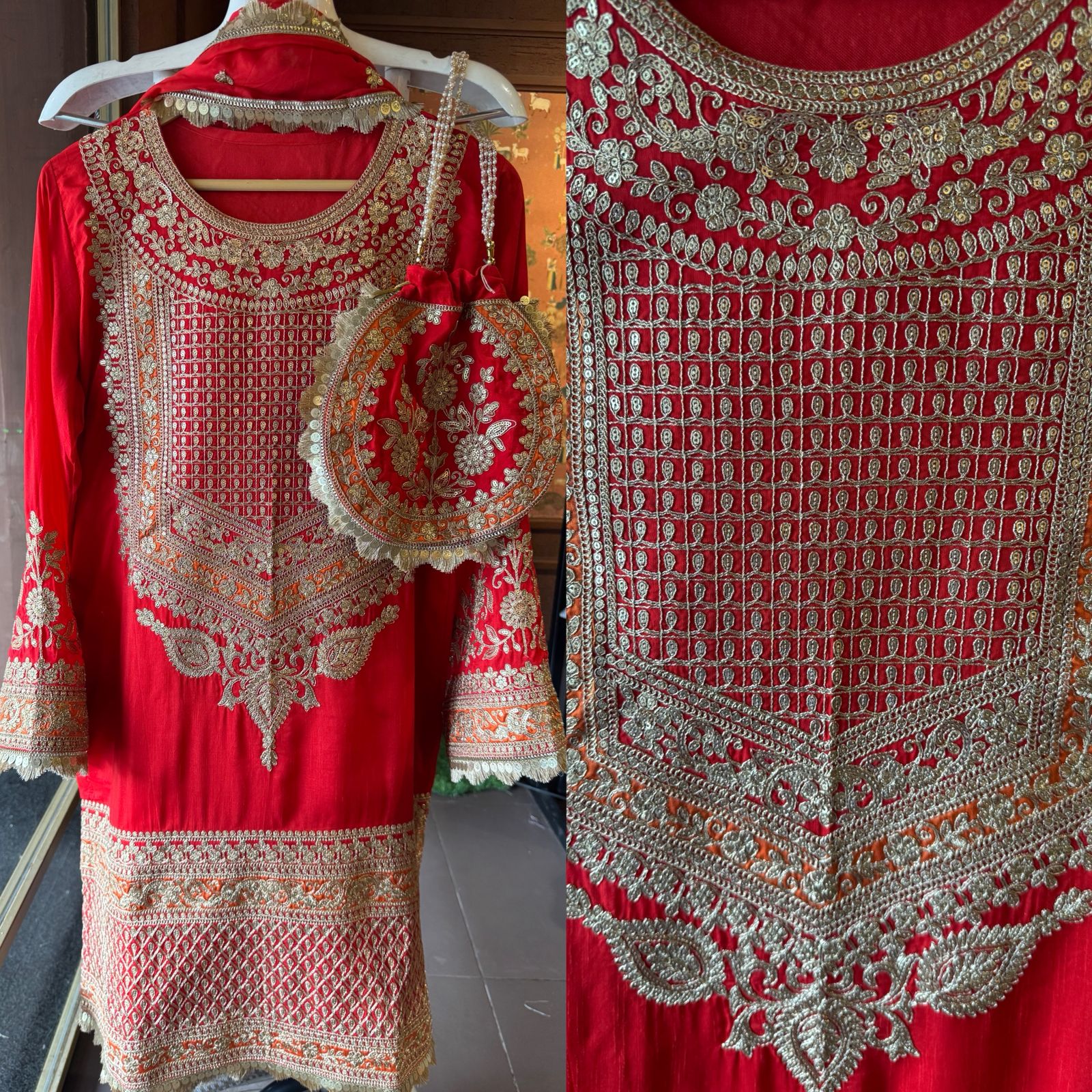 Pure 100% silk Kurta with Very beautiful Gold Zari