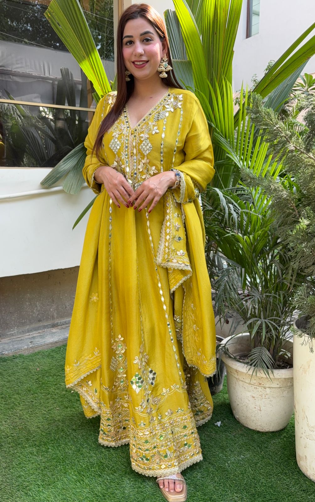 Pure shimmer tissue Stitched Anarkali