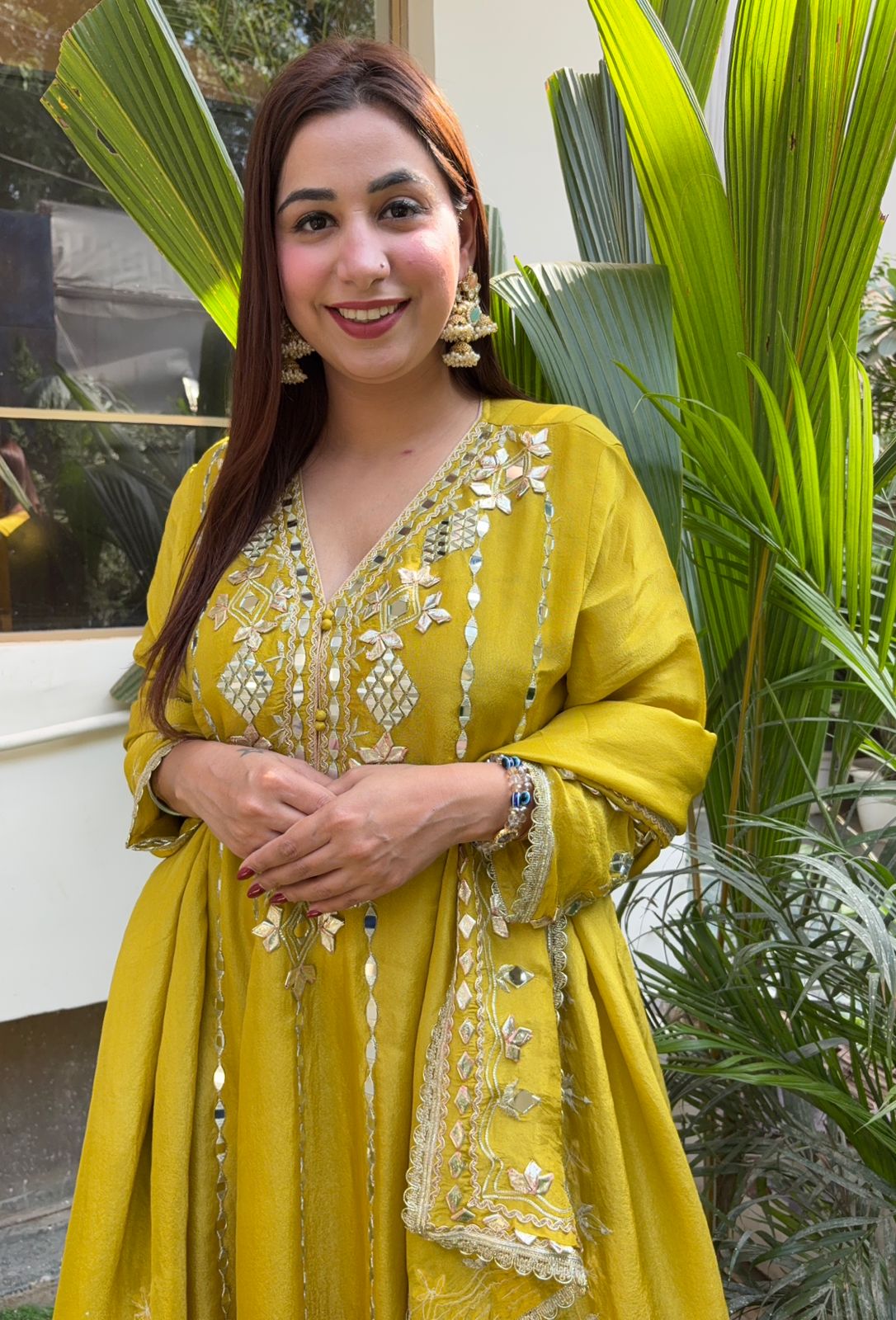 Pure shimmer tissue Stitched Anarkali