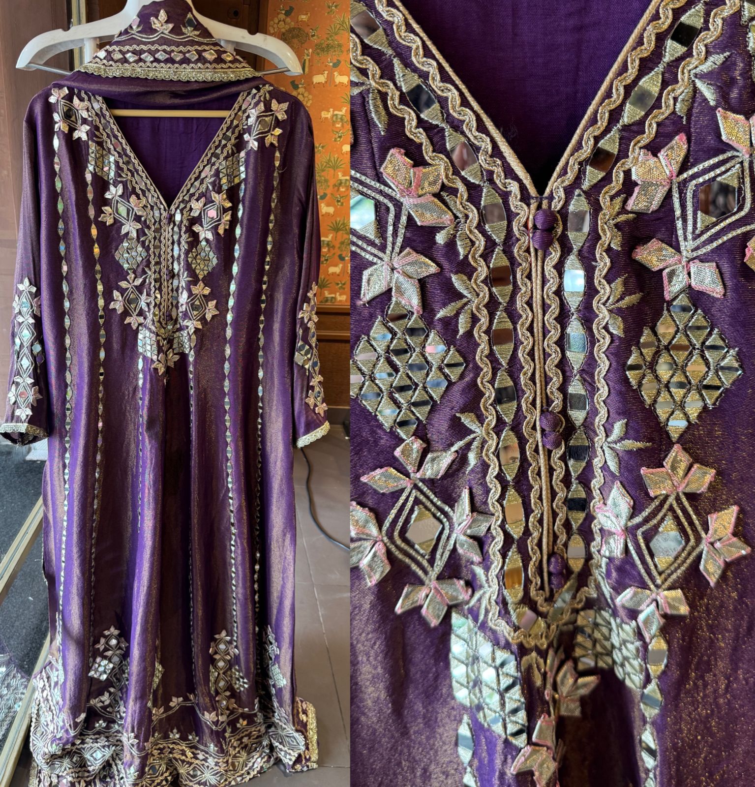 Pure shimmer tissue Stitched Anarkali