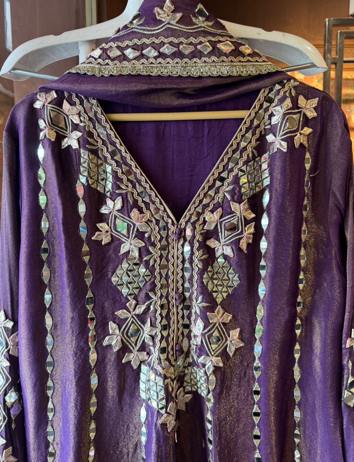 Pure shimmer tissue Stitched Anarkali