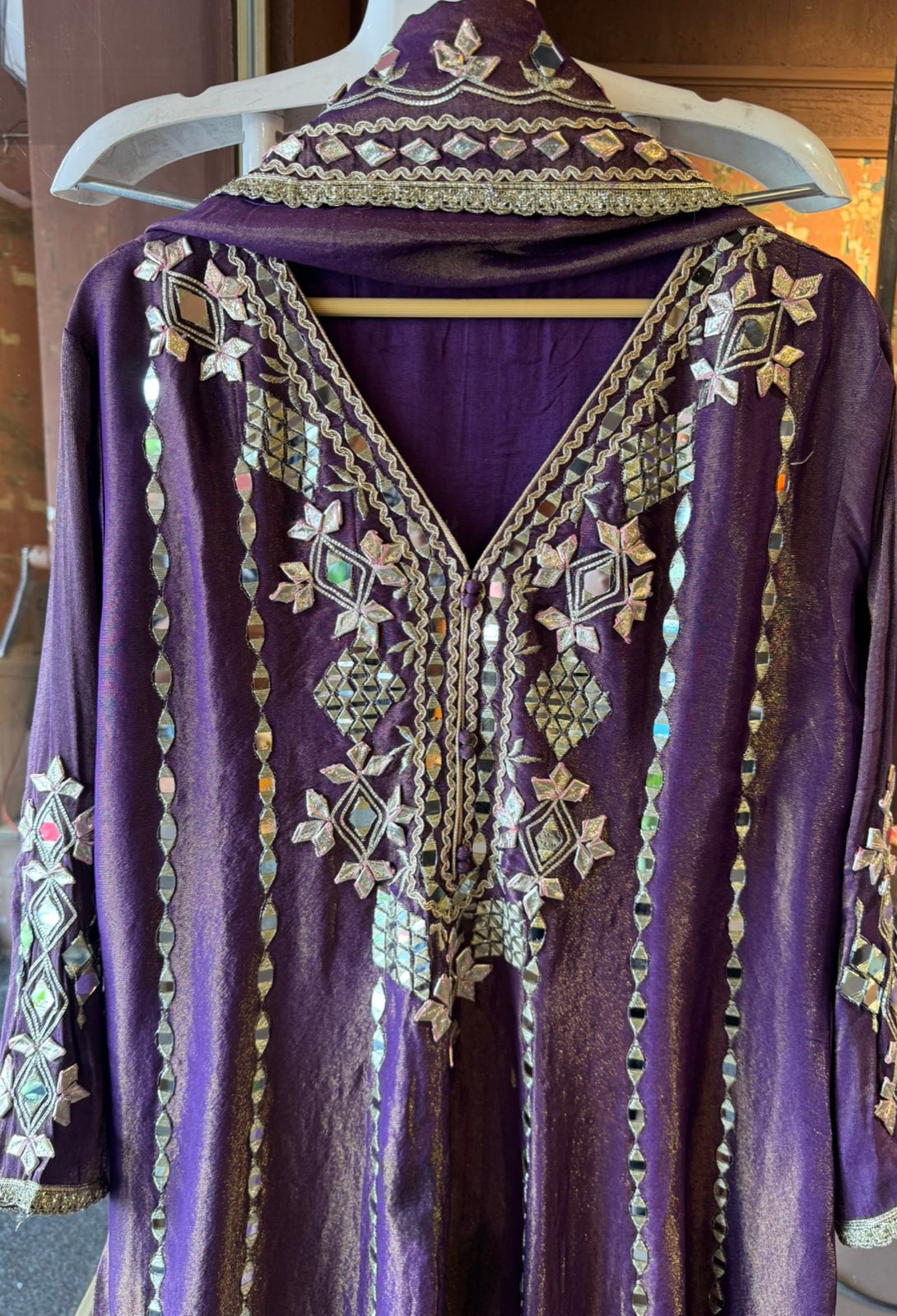 Pure shimmer tissue Stitched Anarkali