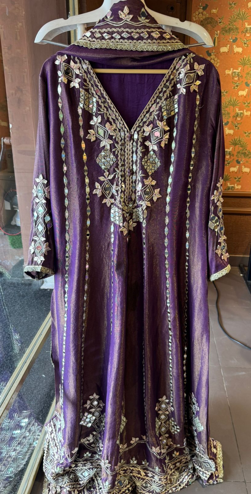 Pure shimmer tissue Stitched Anarkali