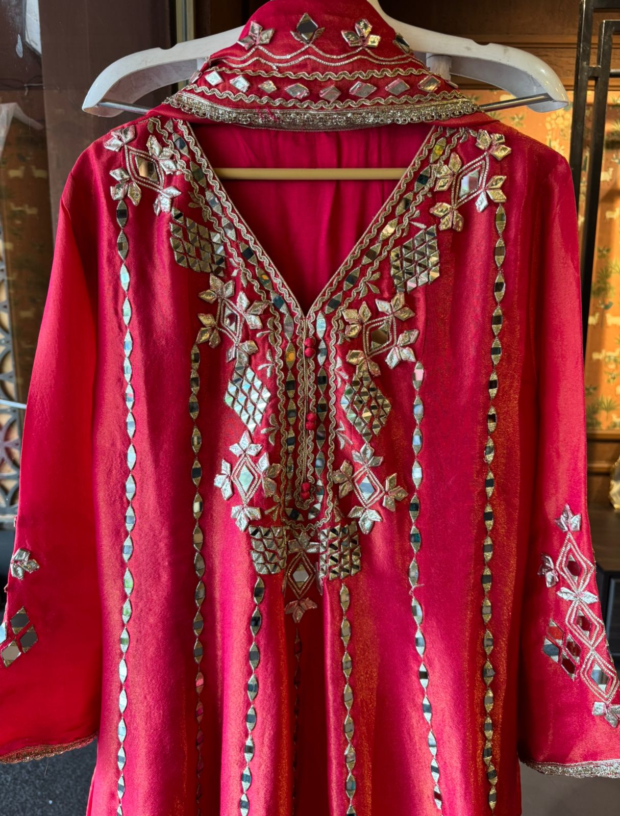 Pure shimmer tissue Stitched Anarkali