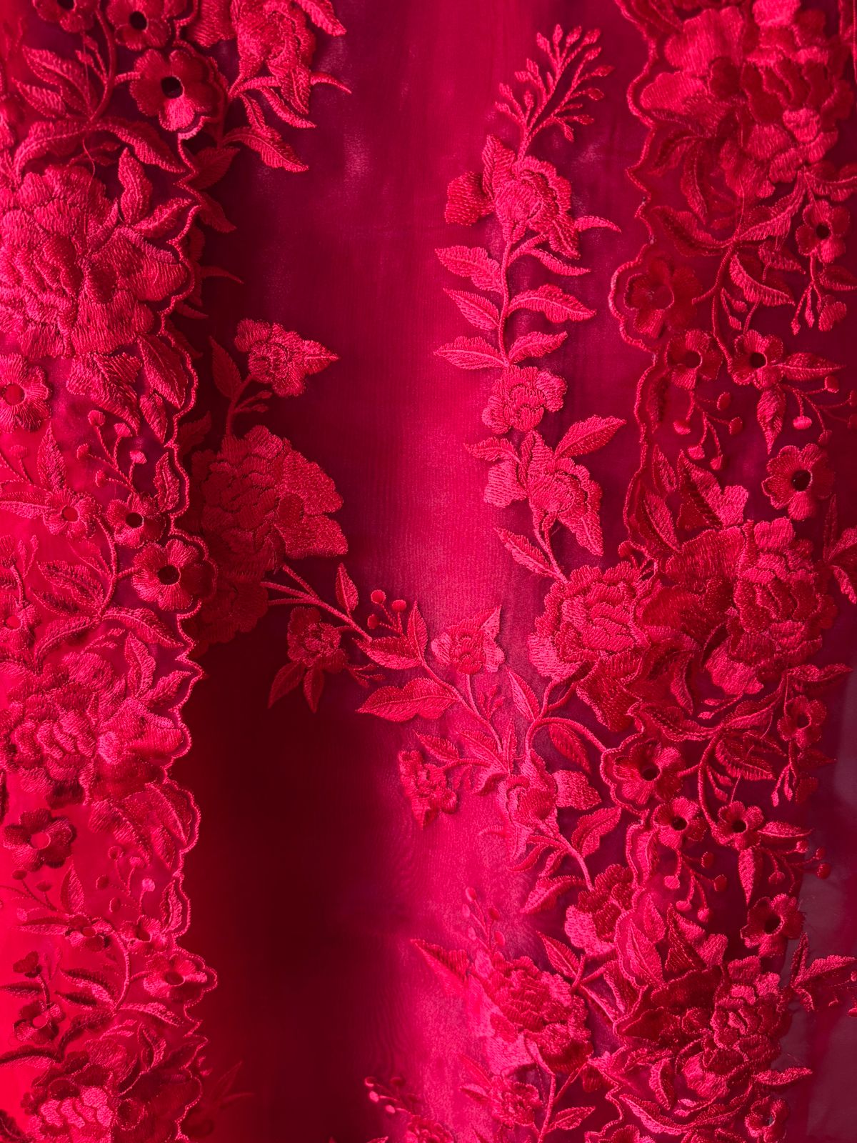 Pure Glass tissue Heavy floral thread embroidered Suit