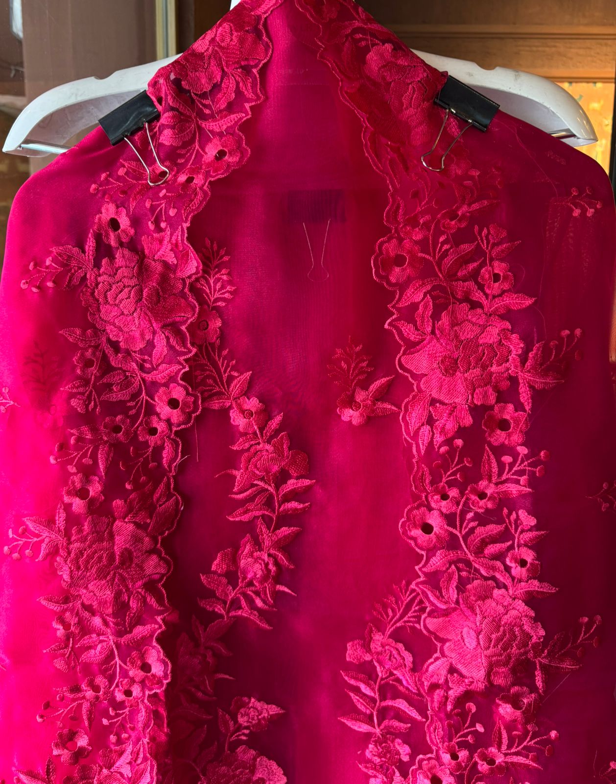 Pure Glass tissue Heavy floral thread embroidered Suit