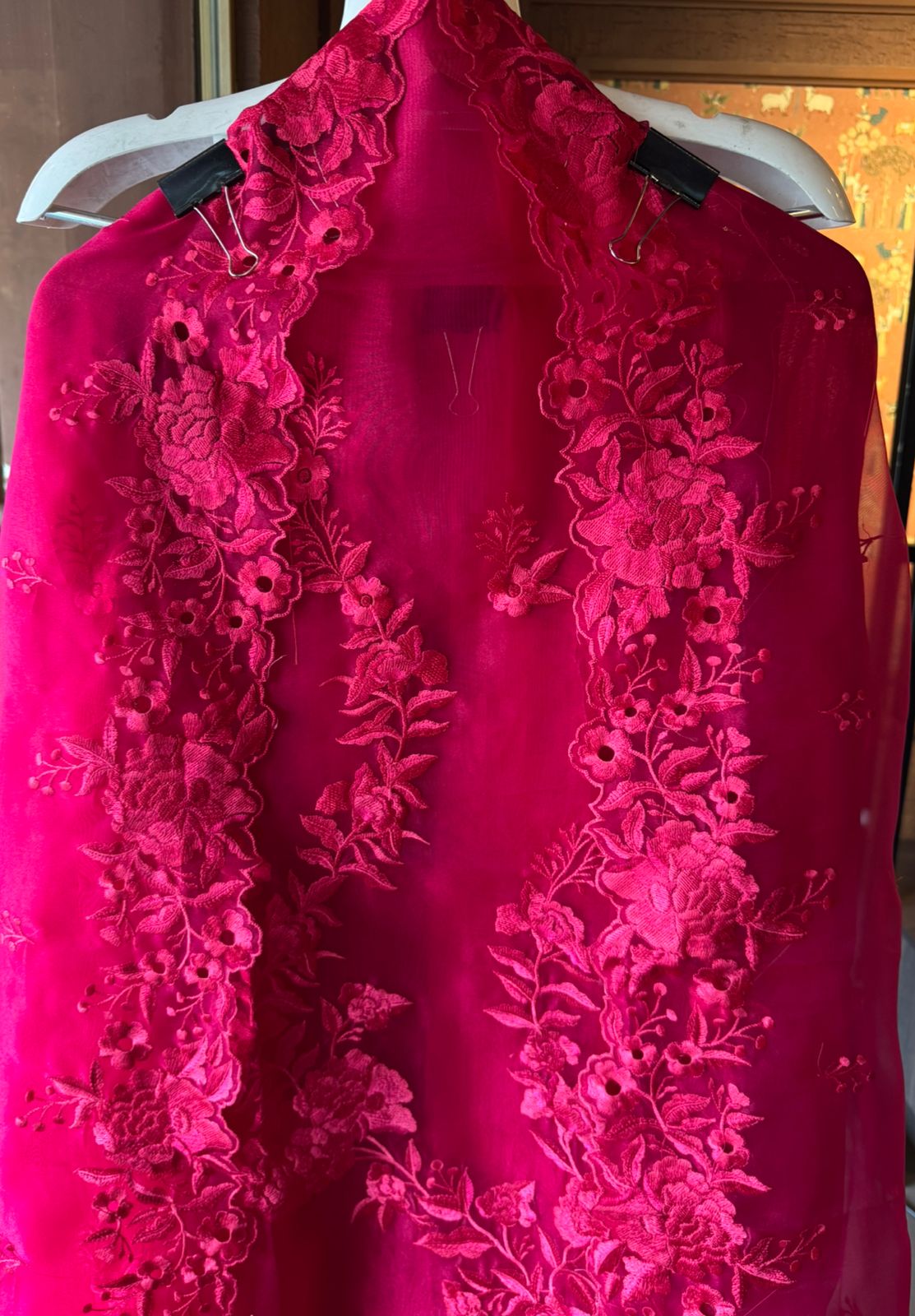 Pure Glass tissue Heavy floral thread embroidered Suit