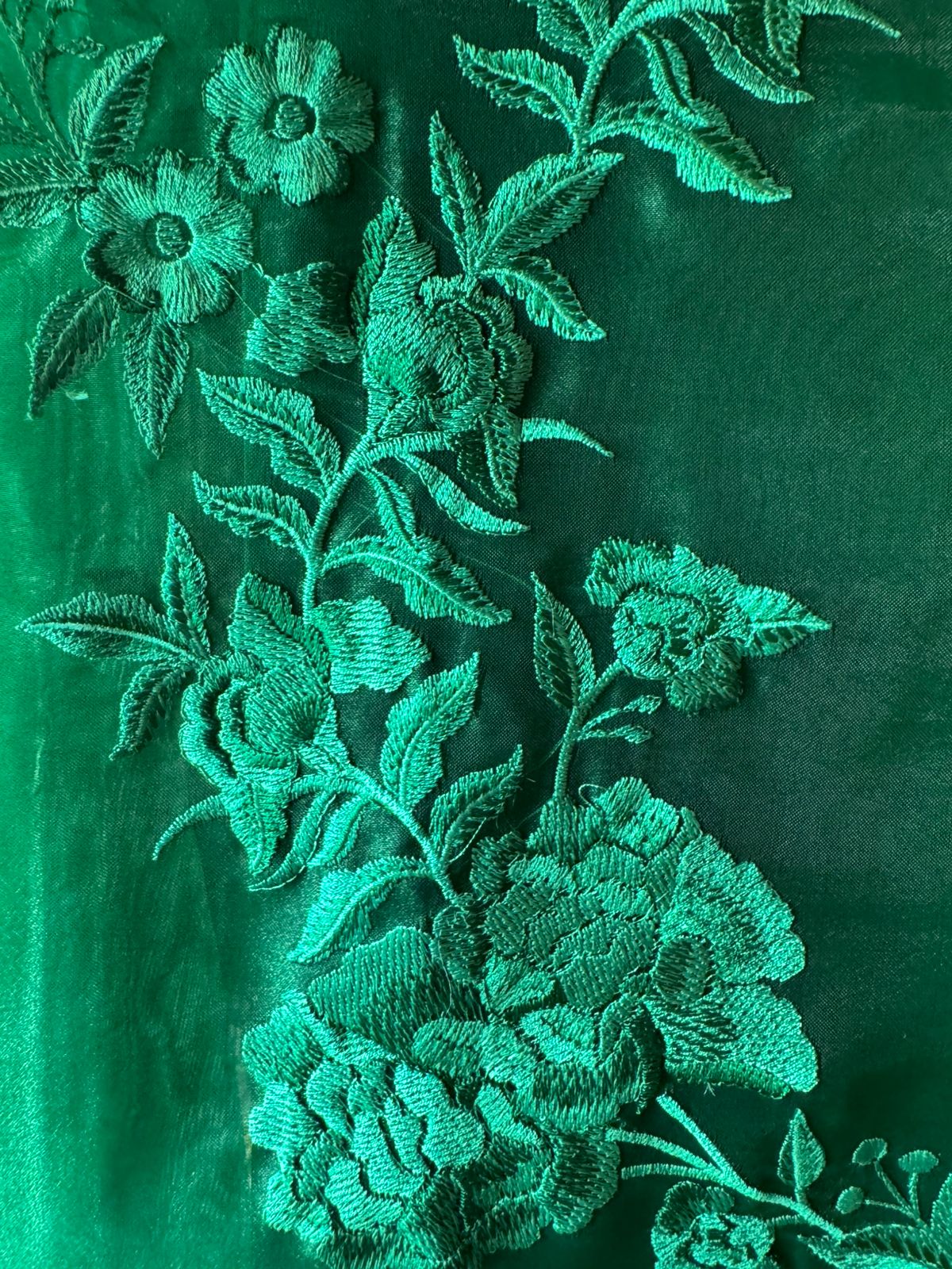 Pure Glass tissue Heavy floral thread embroidered Suit