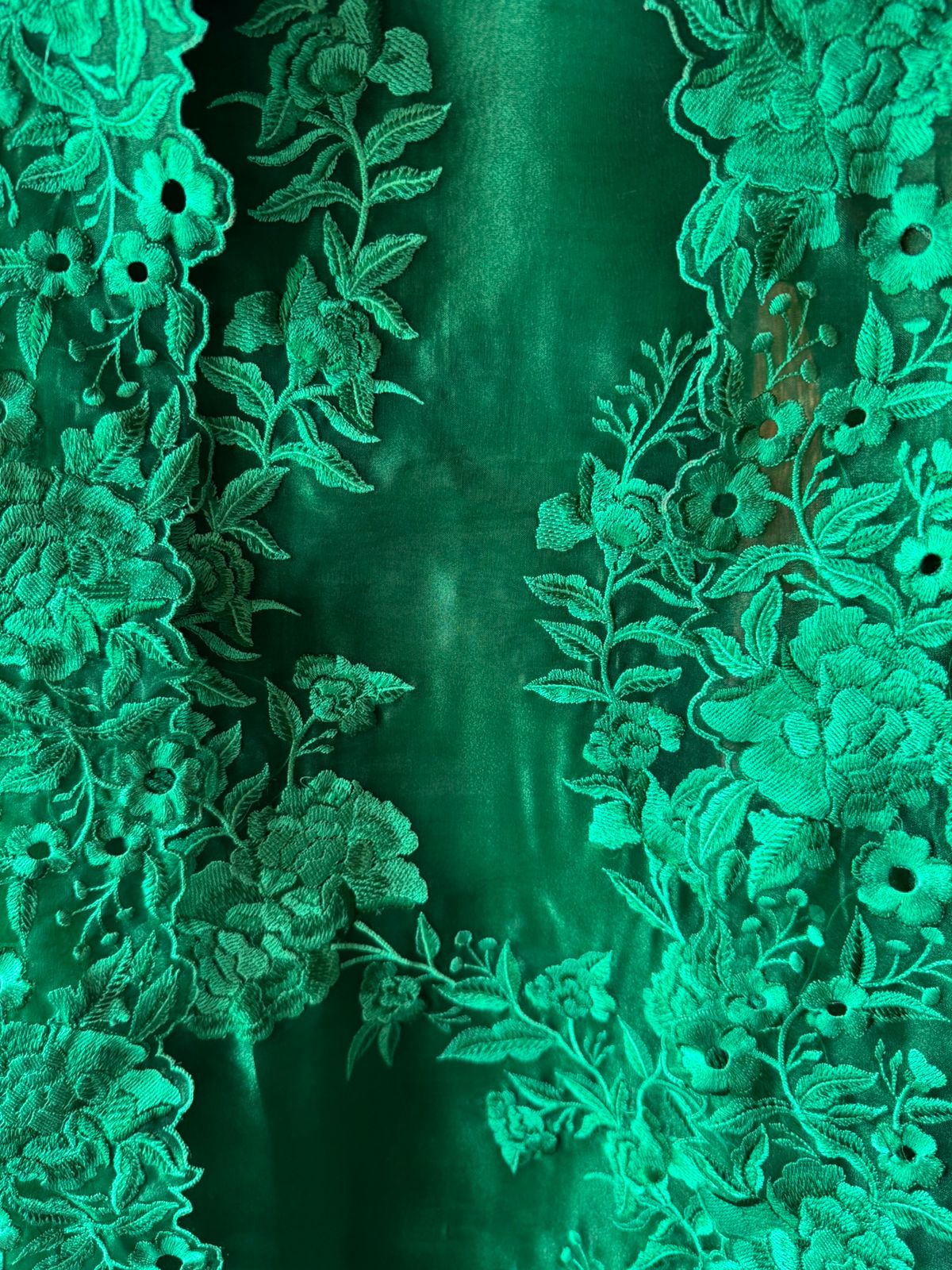 Pure Glass tissue Heavy floral thread embroidered Suit