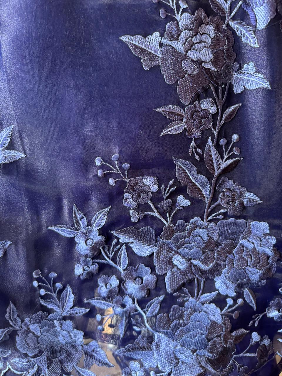 Pure Glass tissue Heavy floral thread embroidered Suit