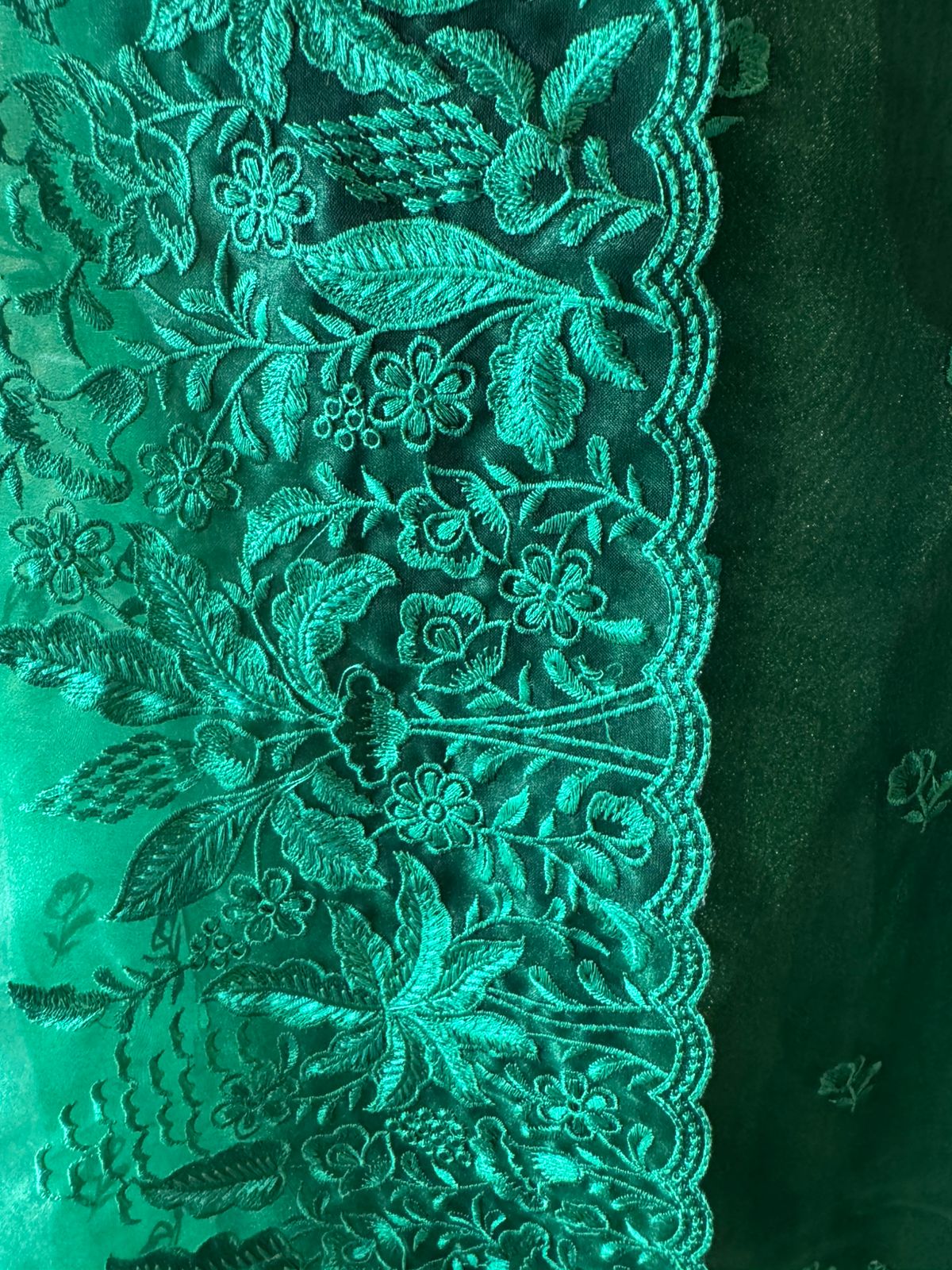 Pure Glass tissue Heavy floral thread embroidered Suit