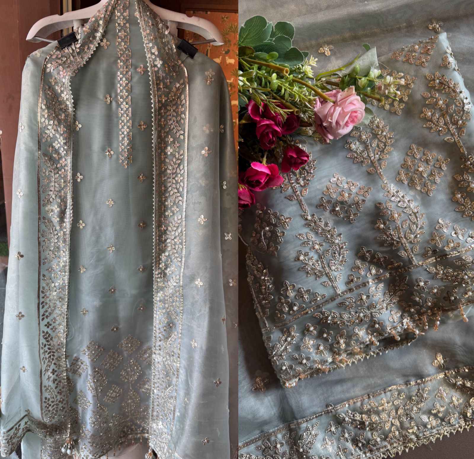 Traditional zari and sequin embroidery