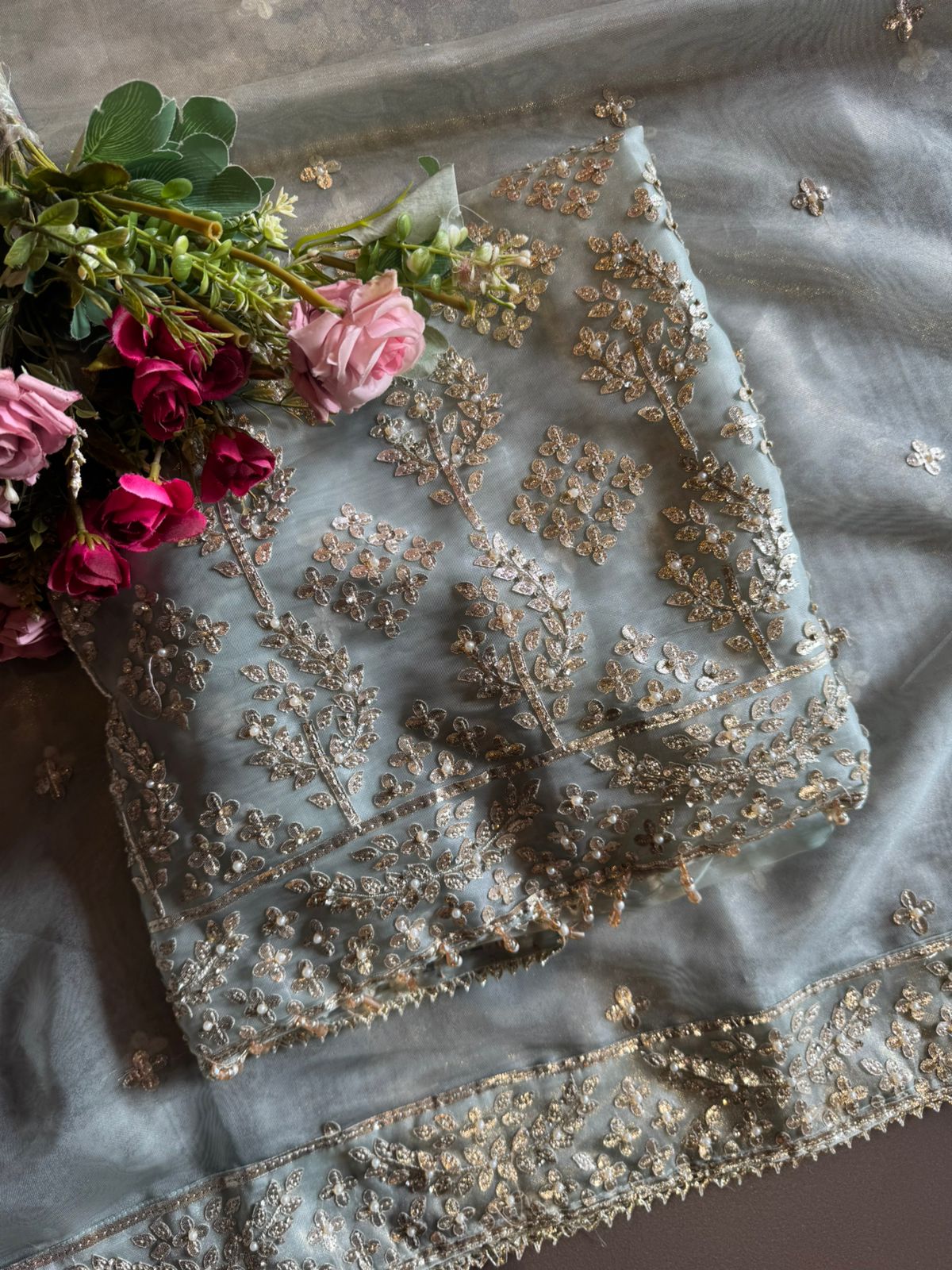 Traditional zari and sequin embroidery