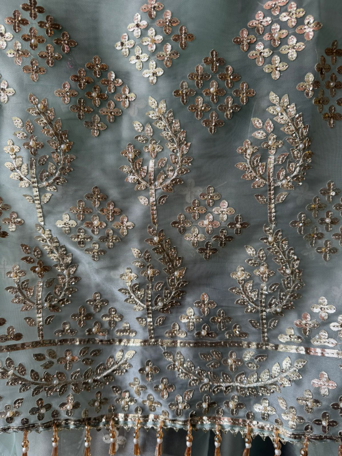Traditional zari and sequin embroidery