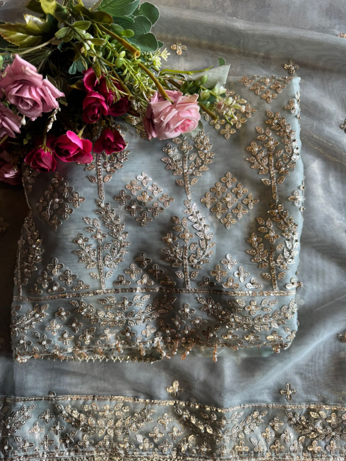 Traditional zari and sequin embroidery