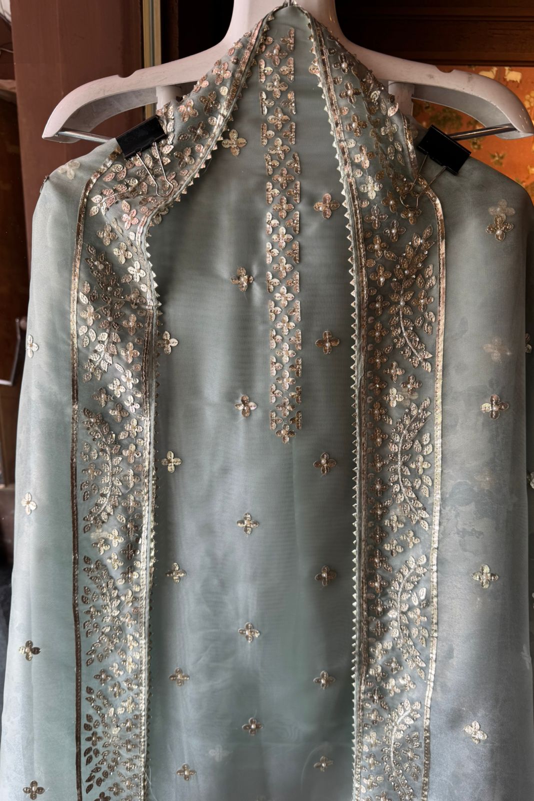 Traditional zari and sequin embroidery