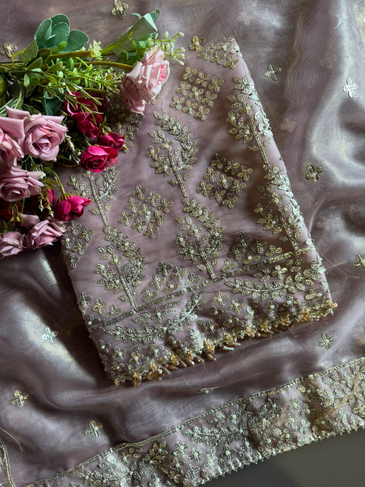 Traditional zari and sequin embroidery