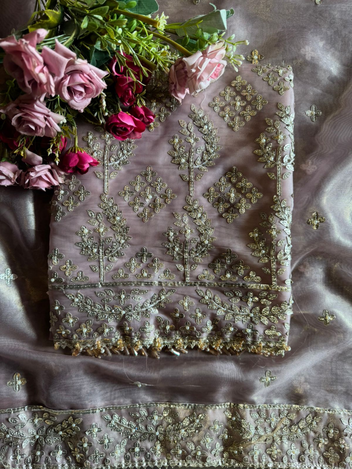 Traditional zari and sequin embroidery