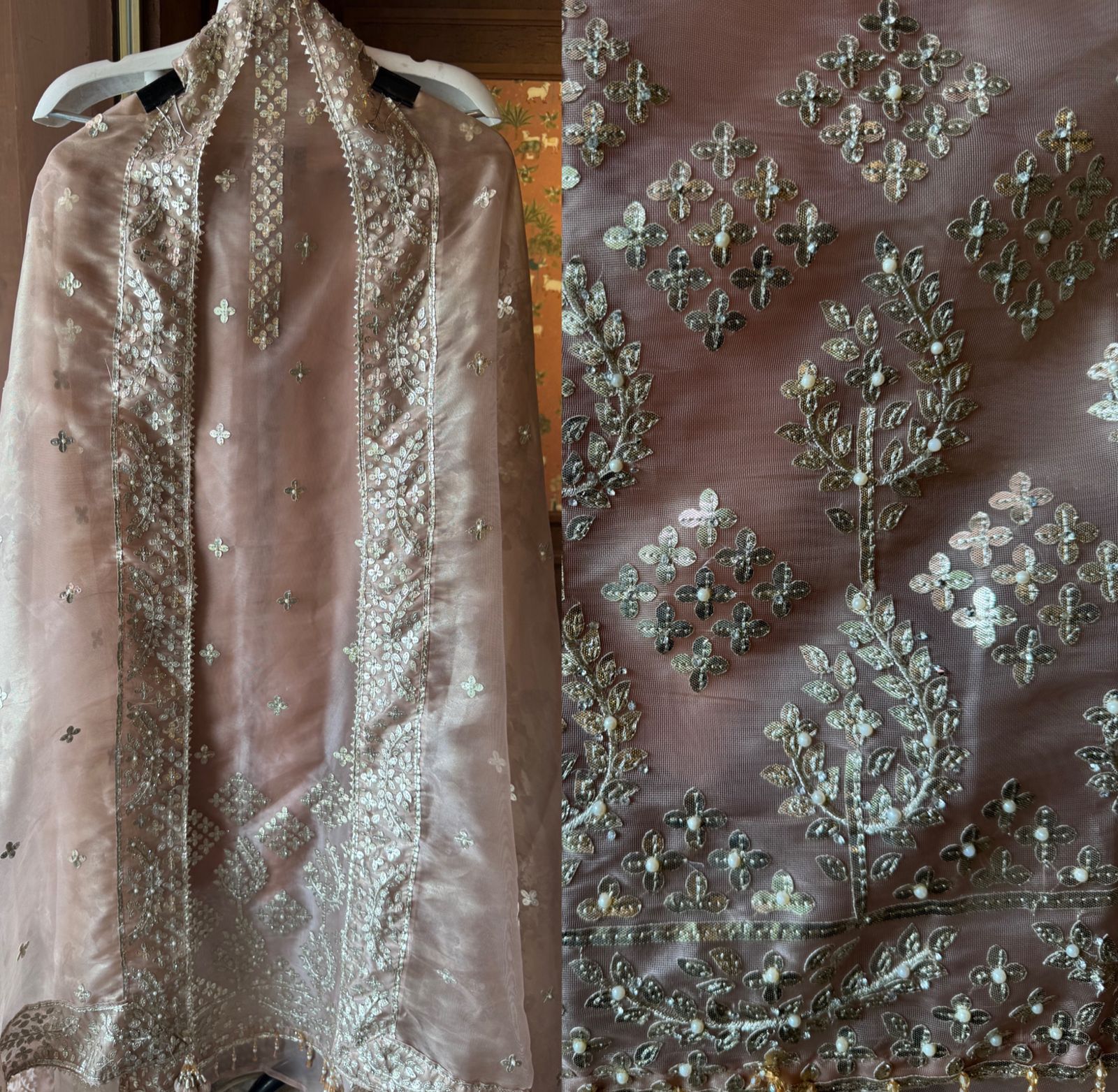 Traditional zari and sequin embroidery