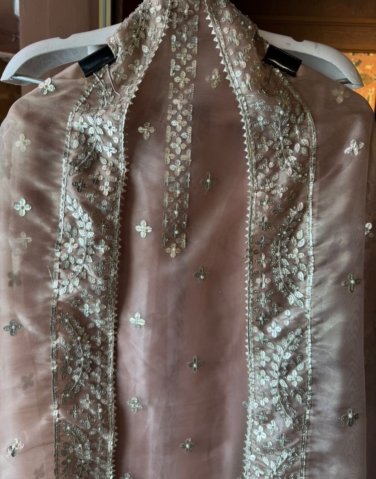 Traditional zari and sequin embroidery