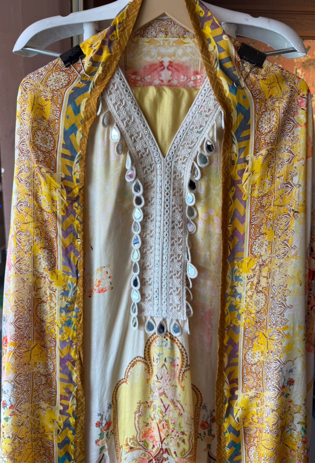 Digital print with mughal-inspired motifs and baroque floral patterns