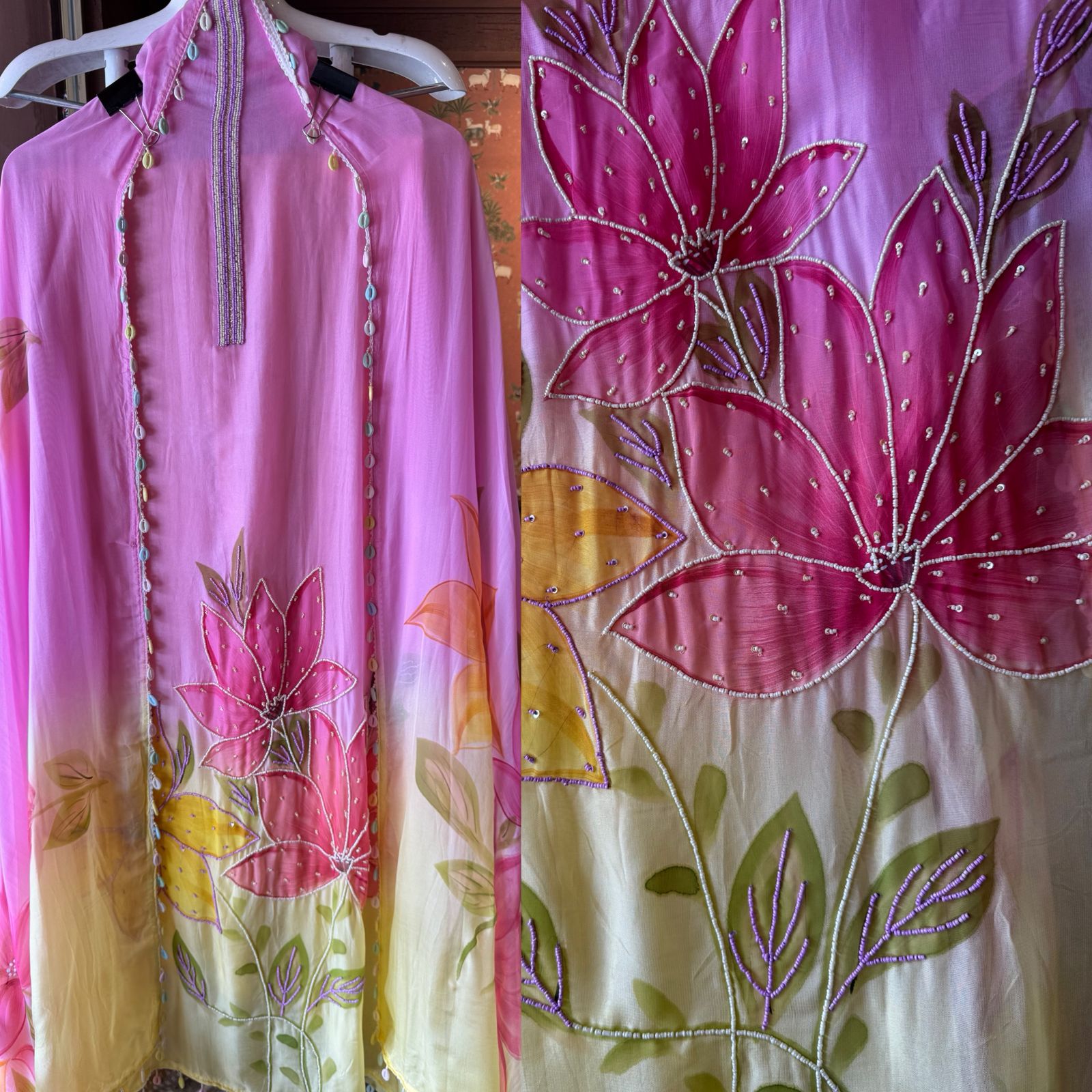 Ombré shaded soft and flowy organza  Unstitched shirt