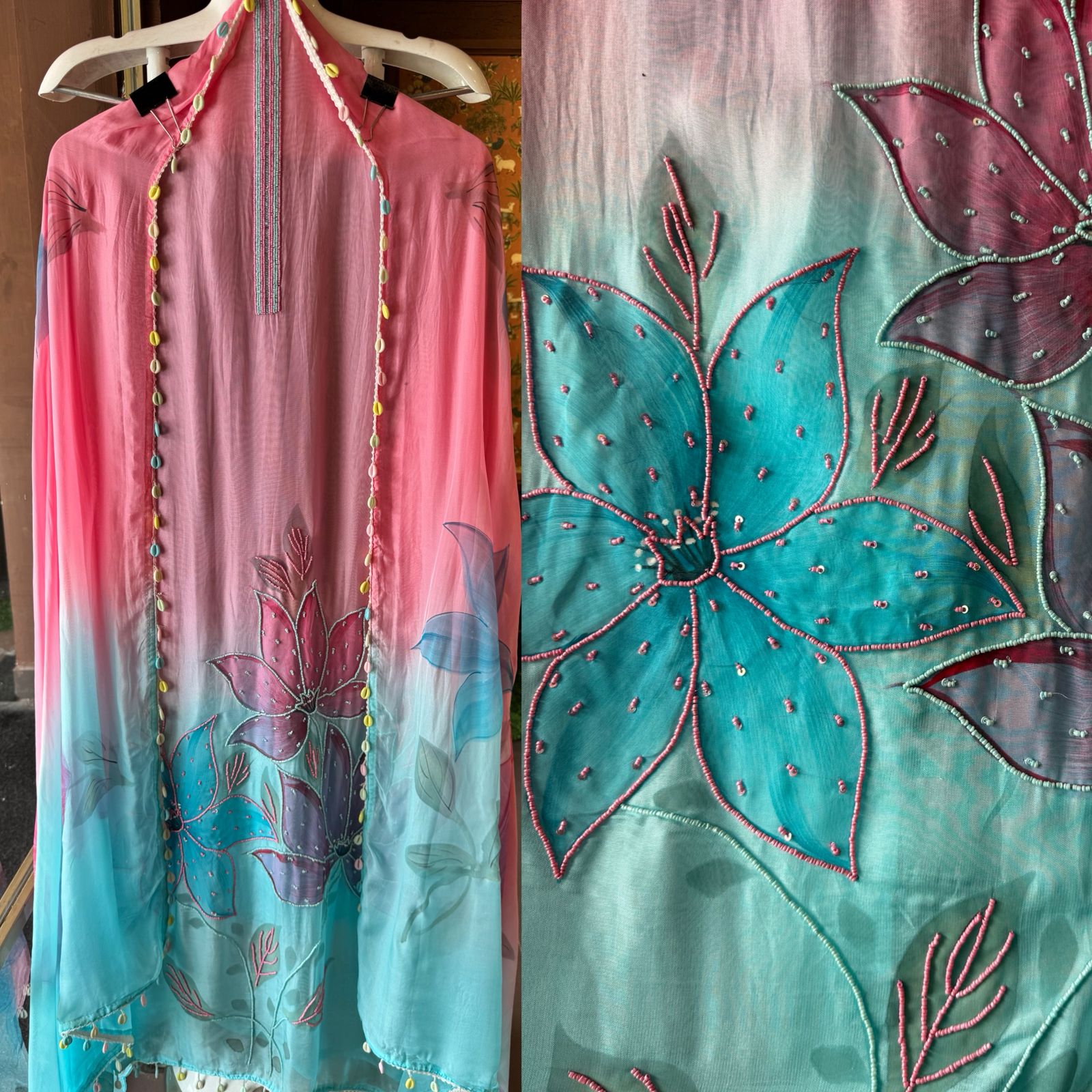 Ombré shaded soft and flowy organza  Unstitched shirt