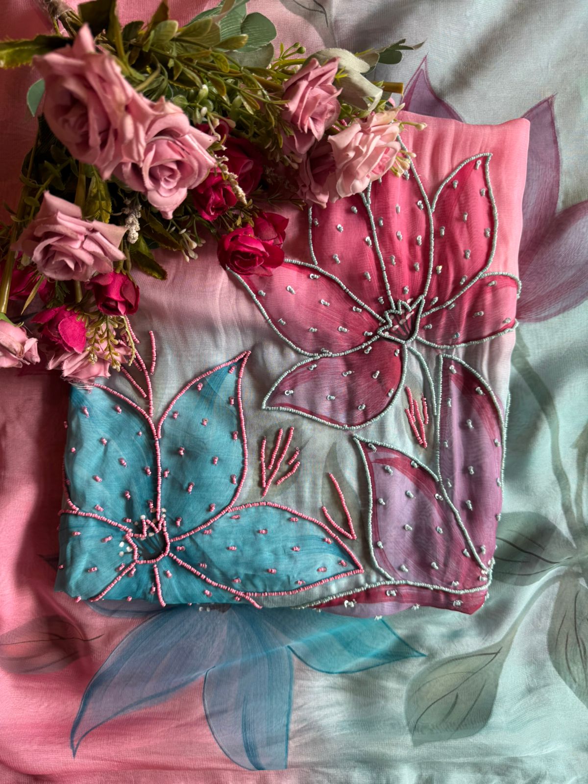 Ombré shaded soft and flowy organza  Unstitched shirt