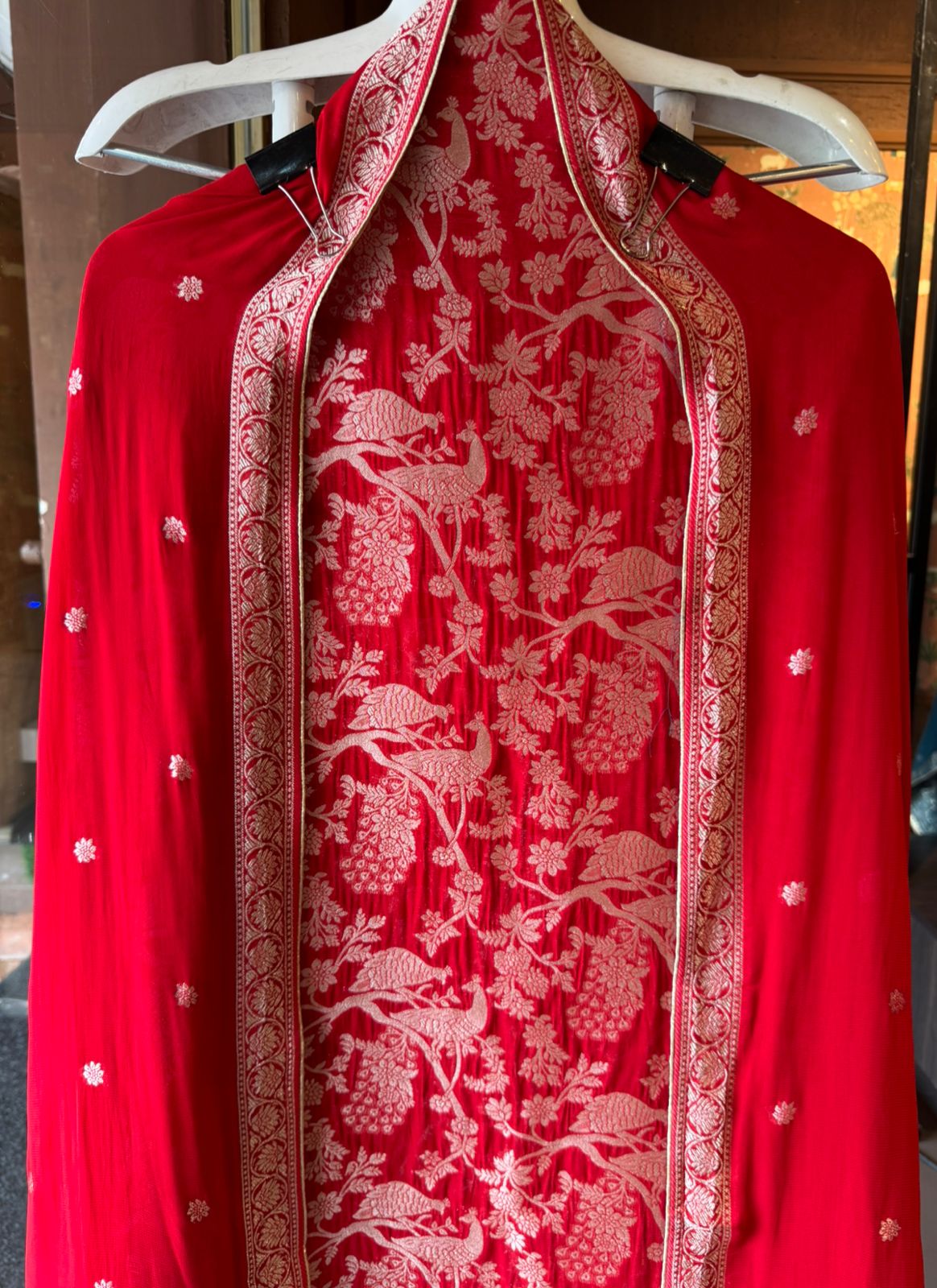 Golden zari woven in a fine Banarasi-style