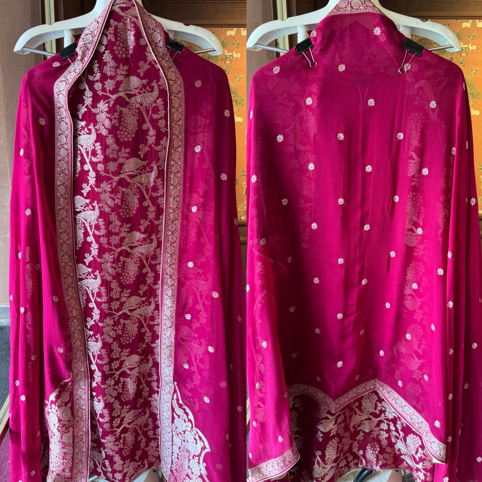 Golden zari woven in a fine Banarasi-style Shirt