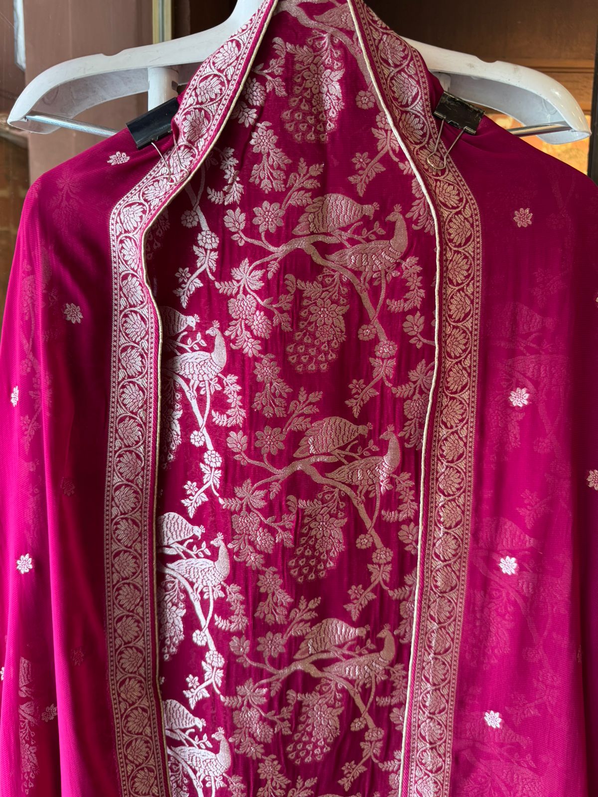 Golden zari woven in a fine Banarasi-style Shirt