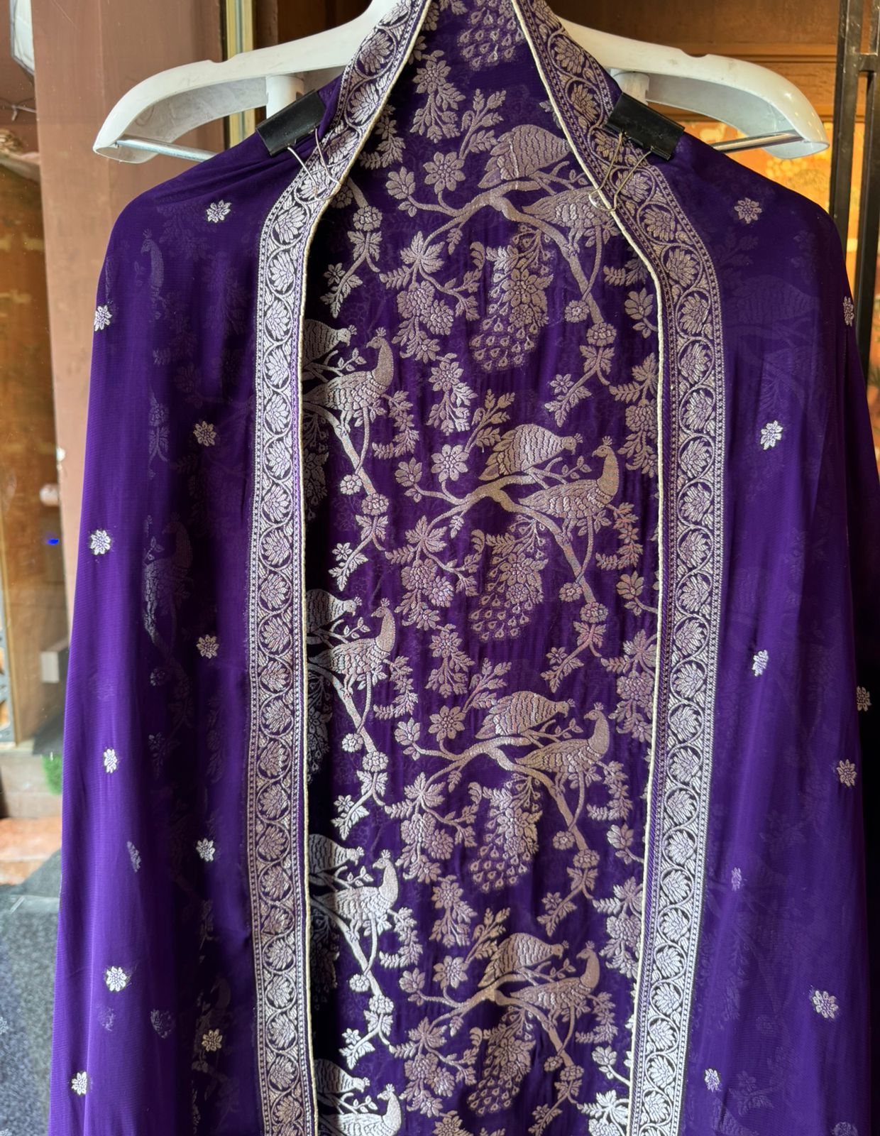 Golden zari woven in a fine Banarasi-style Shirt